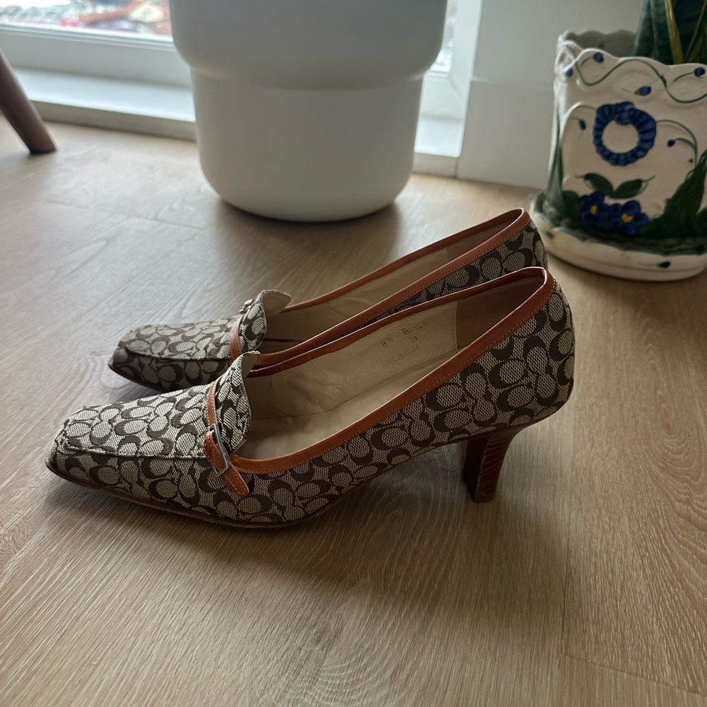 Coach Brown Patterned Heels - image 2